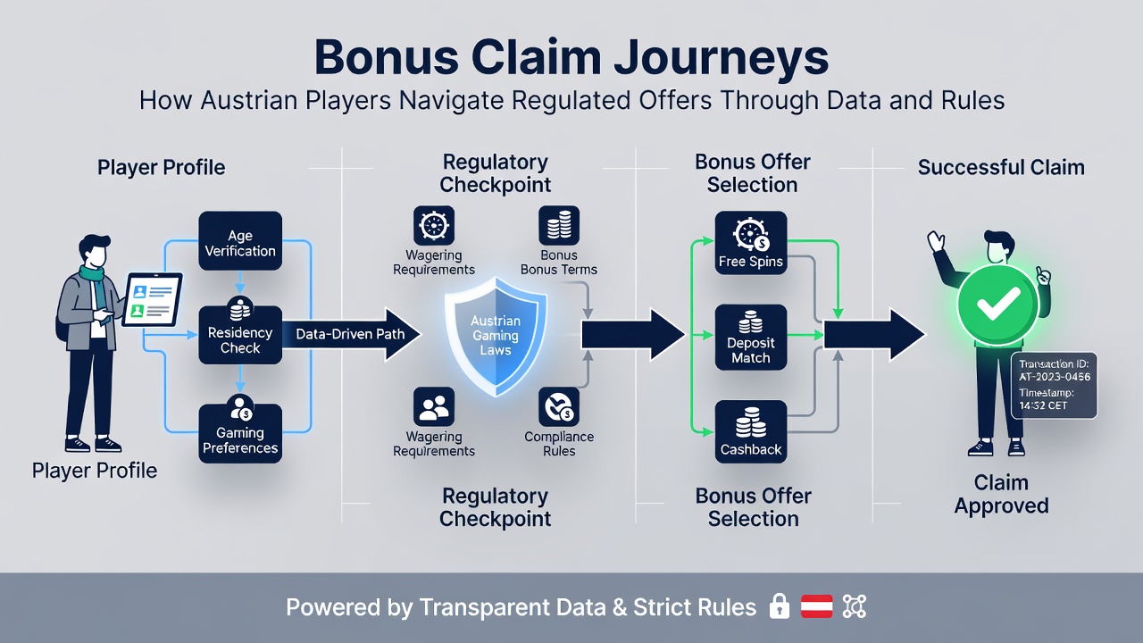 Flowchart of regulated bonus claim steps for Austrian users