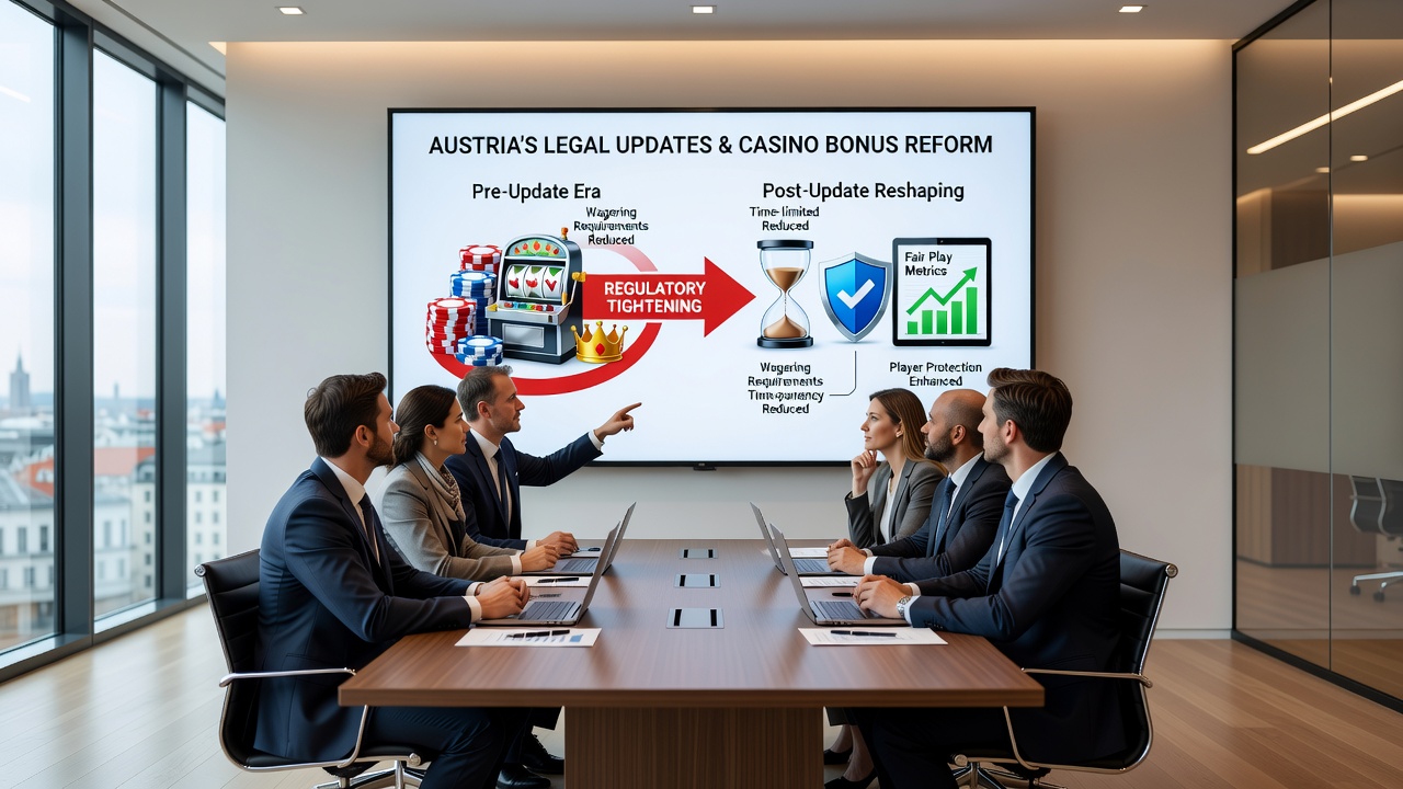 Infographic displaying before-and-after comparisons of casino bonus terms under Austrian regulations